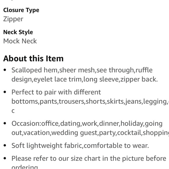 White Lace Blouse Mock Neck sz S - Picture 14 of 14